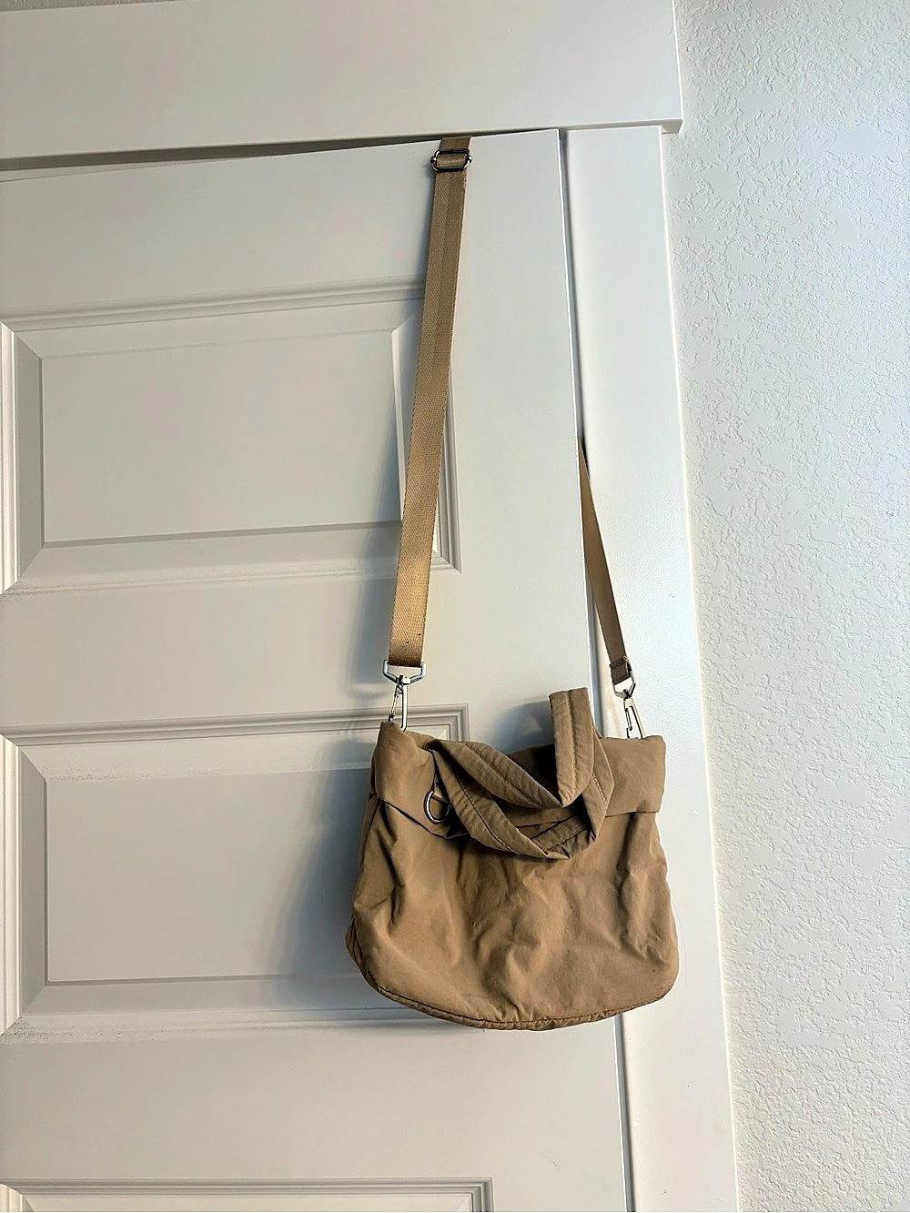 Nylon Bowler Bag Brown Convertible Shoulder Bag